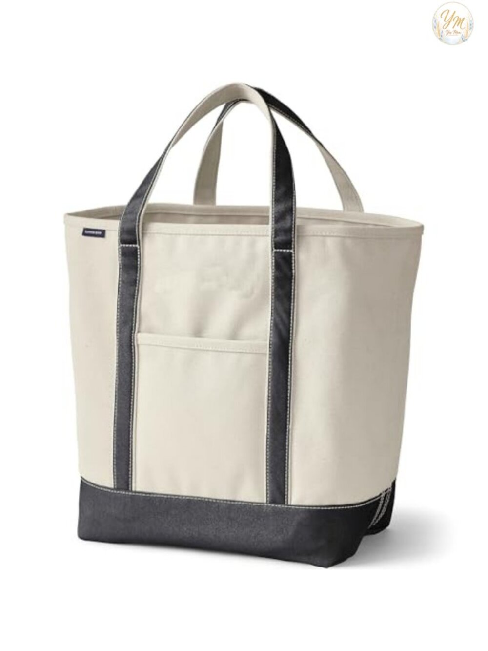 Cotton Canvas Open Tote Shoulder Bag 13in Laptop Water Resistant Base